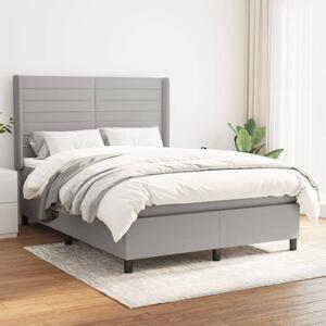 VidaXL Κρεβάτι Boxspring με Στρώμα Ανοιχτό Γκρι 140x190 εκ. Υφασμάτινο