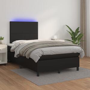 VidaXL Κρεβάτι Boxspring με Στρώμα & LED Μαύρο 120x200 εκ. Συνθ. Δέρμα