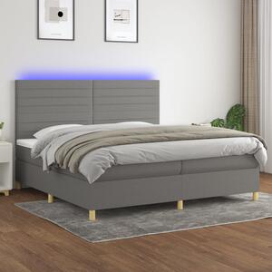 VidaXL Κρεβάτι Boxspring με Στρώμα & LED Σκ.Γκρι 200x200εκ. Υφασμάτινο