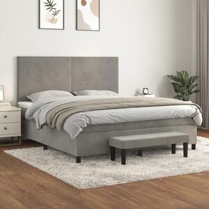 VidaXL Κρεβάτι Boxspring με Στρώμα Ανοιχτό Γκρι 160x200 εκ. Βελούδινο