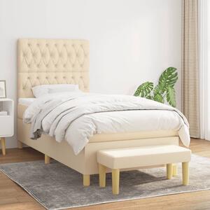 VidaXL Κρεβάτι Boxspring με Στρώμα Κρεμ 100 x 200 εκ. Υφασμάτινο