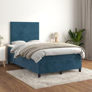 VidaXL Κρεβάτι Boxspring με Στρώμα Σκούρο Μπλε 120x200 εκ. Βελούδινο