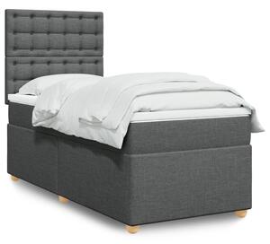 VidaXL Κρεβάτι Boxspring με Στρώμα Σκούρο Γκρι 100x200 εκ. Υφασμάτινο