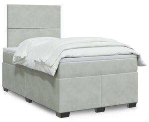 VidaXL Κρεβάτι Boxspring με Στρώμα Ανοιχτό Γκρι 120x200 εκ. Βελούδινο