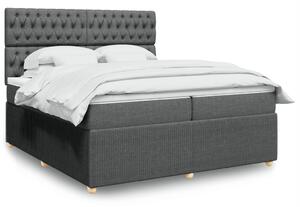 VidaXL Κρεβάτι Boxspring με Στρώμα Σκούρο Γκρι 200x200 εκ. Υφασμάτινο