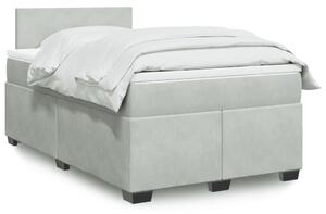 VidaXL Κρεβάτι Boxspring με Στρώμα Ανοιχτό Γκρι 120x200 εκ. Βελούδινο