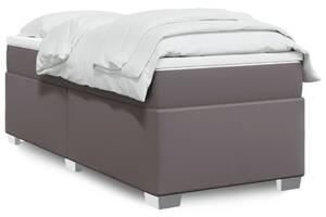 VidaXL Κρεβάτι Boxspring με Στρώμα Γκρι 90x190 εκ. από Συνθετικό Δέρμα