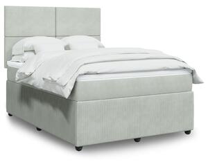 VidaXL Κρεβάτι Boxspring με Στρώμα Ανοιχτό Γκρι 140x190 εκ. Βελούδινο