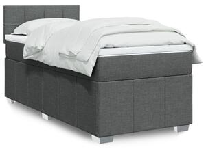 VidaXL Κρεβάτι Boxspring με Στρώμα Σκούρο Γκρι 90x200 εκ. Υφασμάτινο