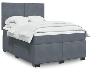 VidaXL Κρεβάτι Boxspring με Στρώμα Σκούρο Γκρι 140x190 εκ. Βελούδινο