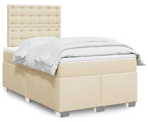 VidaXL Κρεβάτι Boxspring με Στρώμα Κρεμ 120x200 εκ. Υφασμάτινο