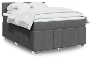 VidaXL Κρεβάτι Boxspring με Στρώμα Σκούρο Γκρι 140x190 εκ. Υφασμάτινο