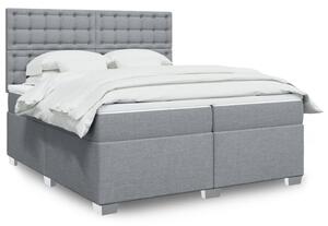 VidaXL Κρεβάτι Boxspring με Στρώμα Ανοιχτό Γκρι 200x200 εκ. Υφασμάτινο