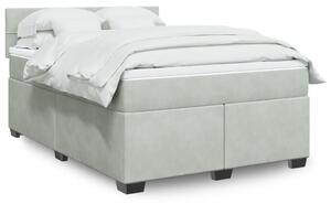 VidaXL Κρεβάτι Boxspring με Στρώμα Ανοιχτό Γκρι 140x200 εκ. Βελούδινο