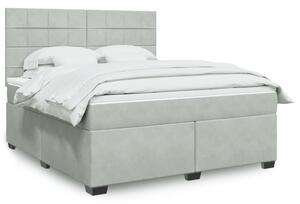 VidaXL Κρεβάτι Boxspring με Στρώμα Ανοιχτό Γκρι 180x200 εκ. Βελούδινο