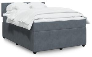 VidaXL Κρεβάτι Boxspring με Στρώμα Σκούρο Γκρι 140x190 εκ. Βελούδινο