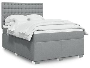 VidaXL Κρεβάτι Boxspring με Στρώμα Ανοιχτό Γκρι 140x200 εκ. Υφασμάτινο