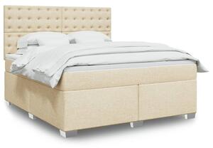 VidaXL Κρεβάτι Boxspring με Στρώμα Κρεμ 180x200 εκ. Υφασμάτινο