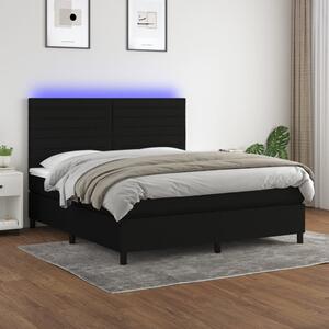 VidaXL Κρεβάτι Boxspring με Στρώμα & LED Μαύρο 160x200 εκ. Υφασμάτινο