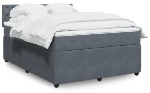 VidaXL Κρεβάτι Boxspring με Στρώμα Σκούρο Γκρι 140x190 εκ. Βελούδινο