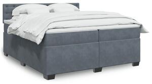 VidaXL Κρεβάτι Boxspring με Στρώμα Σκούρο Γκρι 200x200 εκ. Βελούδινο