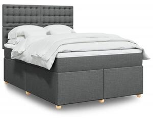 VidaXL Κρεβάτι Boxspring με Στρώμα Σκούρο Γκρι 140x190 εκ. Υφασμάτινο