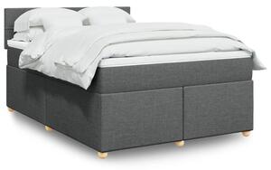 VidaXL Κρεβάτι Boxspring με Στρώμα Σκούρο Γκρι 140x190 εκ. Υφασμάτινο