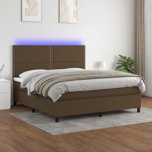 VidaXL Κρεβάτι Boxspring με Στρώμα & LED Σκ.Καφέ 180x200εκ. Υφασμάτινο