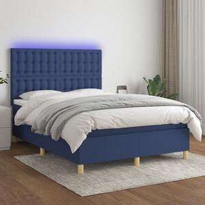 VidaXL Κρεβάτι Boxspring με Στρώμα & LED Μπλε 140x200 εκ. Υφασμάτινο