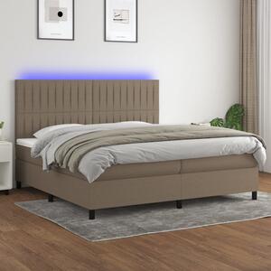 VidaXL Κρεβάτι Boxspring με Στρώμα & LED Taupe 200x200 εκ. Υφασμάτινο