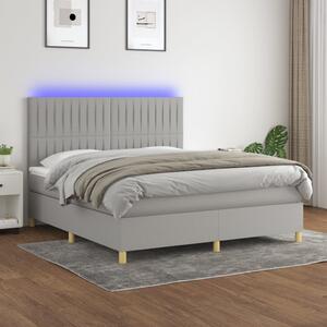 VidaXL Κρεβάτι Boxspring με Στρώμα & LED Αν.Γκρι 160x200εκ. Υφασμάτινο