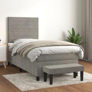 VidaXL Κρεβάτι Boxspring με Στρώμα Ανοιχτό Γκρι 80x200 εκ. Βελούδινο