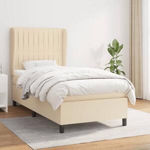 VidaXL Κρεβάτι Boxspring με Στρώμα Κρεμ 90x200 εκ.Υφασμάτινο