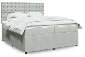 VidaXL Κρεβάτι Boxspring με Στρώμα Ανοιχτό Γκρι 200x200 εκ. Βελούδινο