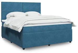 VidaXL Κρεβάτι Boxspring με Στρώμα Μπλε 180x200 εκ. Βελούδινο