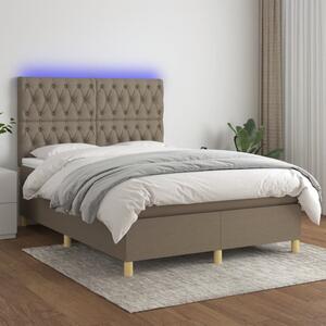 VidaXL Κρεβάτι Boxspring με Στρώμα & LED Taupe 140x200 εκ. Υφασμάτινο