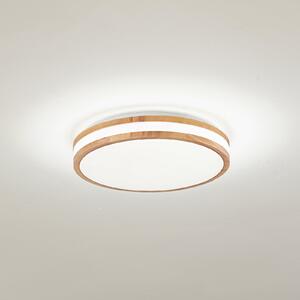 Lindby Φωτιστικό οροφής LED Emiva, Ø 40 cm, ανοιχτόχρωμο ξύλο, CCT, Ξύλου, Σαλόνι / τραπεζαρία, Ξύλο, σύγχρονο