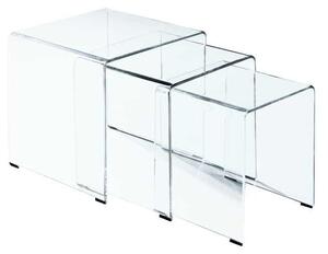 Set-3 Τραπεζάκια GLASSER Clear γυαλί 10mm 42x42x42cm