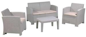 Set SAVANNA K/D (Τραπ+2-θέσ+2Πολ) Sand Grey (Μαξιλ.Μπεζ) Table+Sofa 2Seater+2 Armchairs