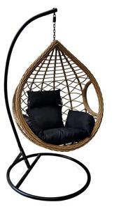 Κρεμαστή Πολυθ.Steel MADRID Black/Wicker Φυσικό/Μαξ.Μαύρο Φ105x197cm