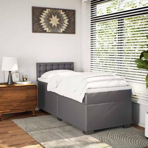 VidaXL Κρεβάτι Boxspring με Στρώμα Γκρι 90x200 εκ. από Συνθετικό Δέρμα