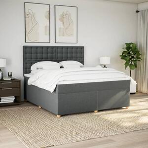 VidaXL Κρεβάτι Boxspring με Στρώμα Σκούρο Γκρι 180x200 εκ Υφασμάτιν