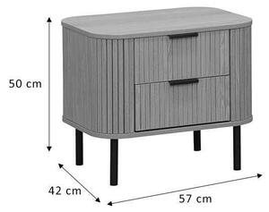 Κομοδίνο Scandi pakoworld με 2 συρτάρια φυσικό-μαύρο 57x42x50εκ