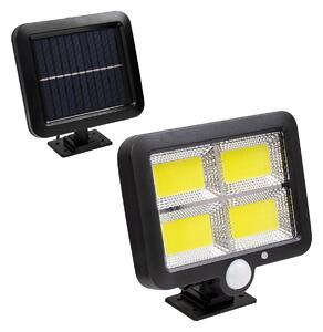 GloboStar® 71462 Αυτόνομος Ηλιακός Προβολέας LED 128 4 x COB 30W 1600lm με Ενσωματωμένη Μπαταρία 2400mAh - Φωτοβολταϊκό Πάνελ με Αισθητήρα Ημέρας-Νύχτας - PIR Αισθητήρα Κίνησης Αδιάβροχο IP65 Ψυχρό Λευκό 6000K