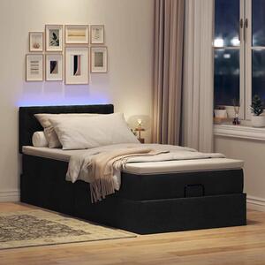 VidaXL Οθωμανικό κρεβάτι με στρώμα & LEDs Μαύρο 90x200 cm Ύφασμα