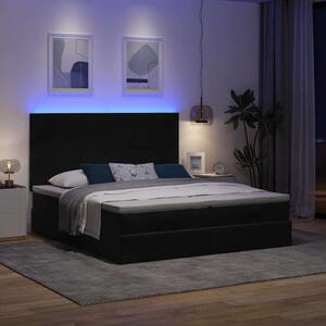 VidaXL Οθωμανικό κρεβάτι με στρώματα & LEDs Μαύρο 180x200cm Velvet