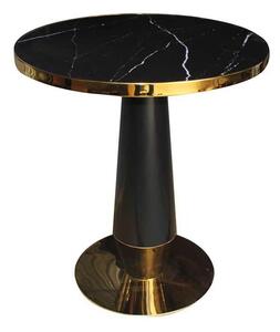 OLIVE Τραπέζι Βαφή Μαύρο-Gold, Επιφάνεια Sintered Stone Black Marble Φ70x73cm