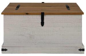 VidaXL Σεντούκι αποθήκευσης HALDEN Λευκό 91x91x47 cm Στερεό ξύλο πεύκο