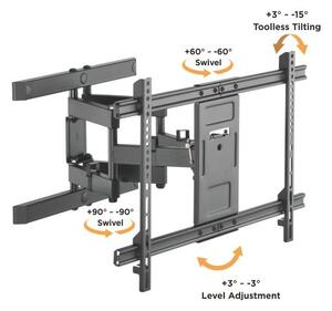 BRATECK επιτοίχια βάση LPA61-466 για τηλεόραση 37-80", full motion, 60kg