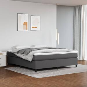 VidaXL Κρεβάτι Boxspring με Στρώμα Γκρι 180x200 εκ. Συνθετικό Δέρμα